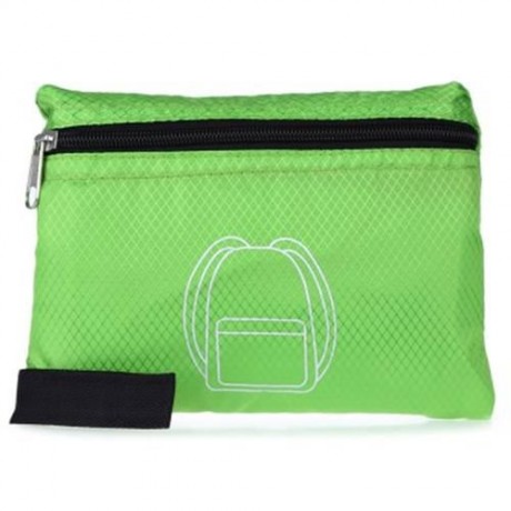 NYLON FOLDING WATER RESISTANT BACKPACK SCHOOL BAG FOR CAMPING HIKING (GREEN)