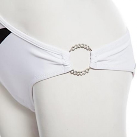 SEXY BIKINI ZEBRA PRINT RHINESTONE EMBELLISHED WIRE LOOP ONE PIECE SWIMMING SUIT FOR LADY 