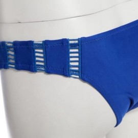 WOMEN SEXY HALTER TRIANGLE PADDING BIKINI SET SWIMWEAR (BLUE)