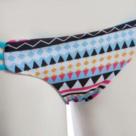 WOMEN SEXY DIGITAL PRINTING PADDING BIKINI SET SWIMWEAR (BLUE)
