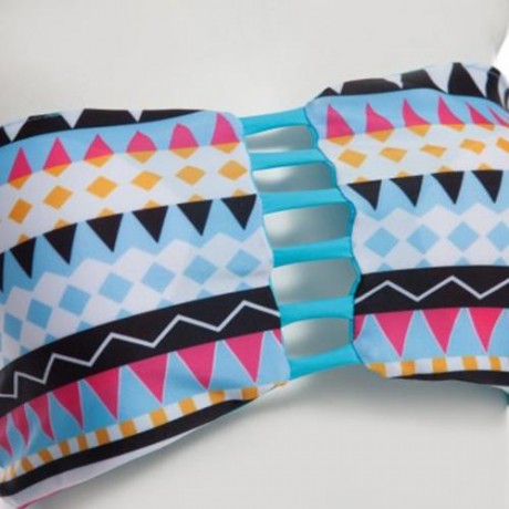 WOMEN SEXY DIGITAL PRINTING PADDING BIKINI SET SWIMWEAR (BLUE)