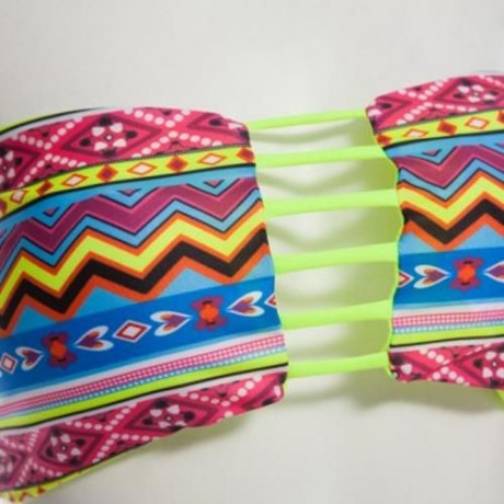 WOMEN SEXY DIGITAL PRINTING PADDING BIKINI SET SWIMWEAR (GREEN)