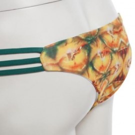 WOMEN SEXY REVERSIBLE SPAGHETTI STRAP PINEAPPLE PATTERN PADDING BIKINI SET SWIMWEAR (YELLO