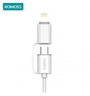 1M ROMOSS CB20 2 IN 1 8 PIN TO MICRO USB SMART DATA SYNC TRANSFER CABLE CHARGING CORD LINE