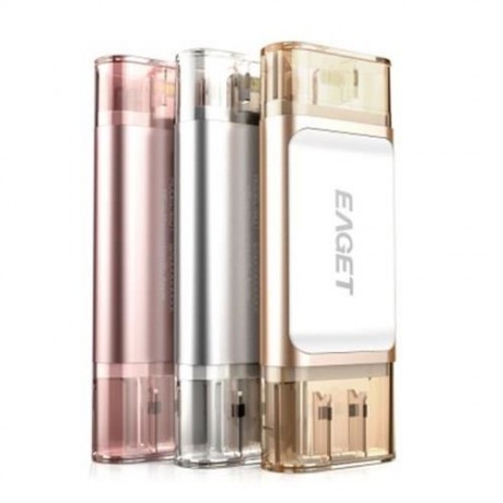EAGET I60 USB 3.0 32GB OTG FLASH DRIVE WITH CONNECTOR (CHAMPAGNE)
