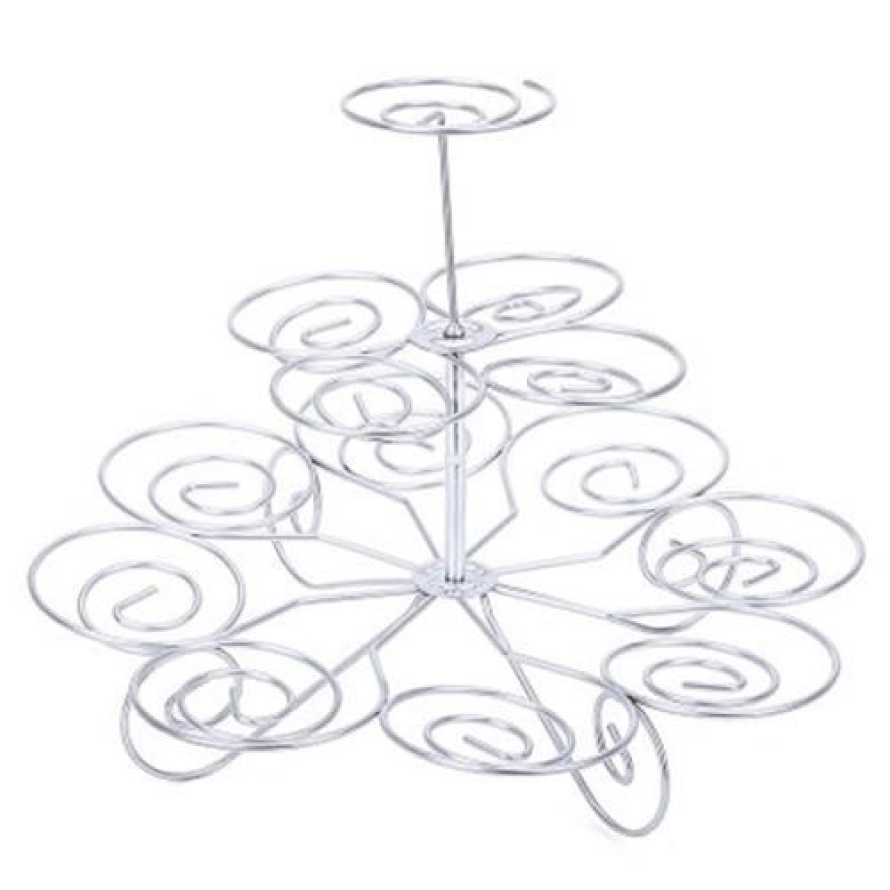 DETACHABLE 3 LAYERS IRON CAKE STAND 13 CUPCAKE HOLDER CUP TRAY TABLE DECORATION (SILVER) DETACHABLE 3 LAYERS IRON CAKE STAND 13 CUPCAKE HOLDER CUP TRAY TABLE DECORATION (SILVER)