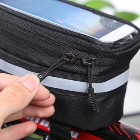 DUUTI TOUCHSCREEN BIKE PHONE CASE BICYCLE FRAME FRONT TUBE HANDLEBAR BAG PANNIERS (BLACK)