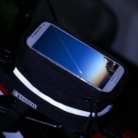 DUUTI TOUCHSCREEN BIKE PHONE CASE BICYCLE FRAME FRONT TUBE HANDLEBAR BAG PANNIERS (BLACK)