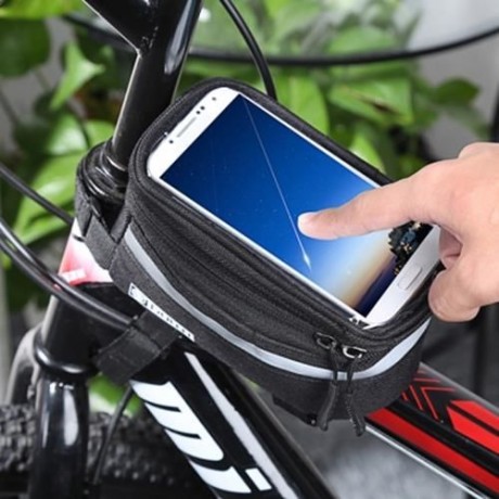 DUUTI TOUCHSCREEN BIKE PHONE CASE BICYCLE FRAME FRONT TUBE HANDLEBAR BAG PANNIERS (BLACK)
