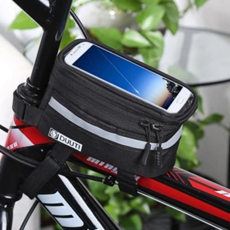DUUTI TOUCHSCREEN BIKE PHONE CASE BICYCLE FRAME FRONT TUBE HANDLEBAR BAG PANNIERS (BLACK)