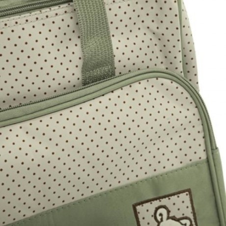 5PCS MULTIFUNCTIONAL DOT NAPPY CHANGING MUMMY HANDBAG DIAPER PAD FEEDING BOTTLE HOLDER FOO