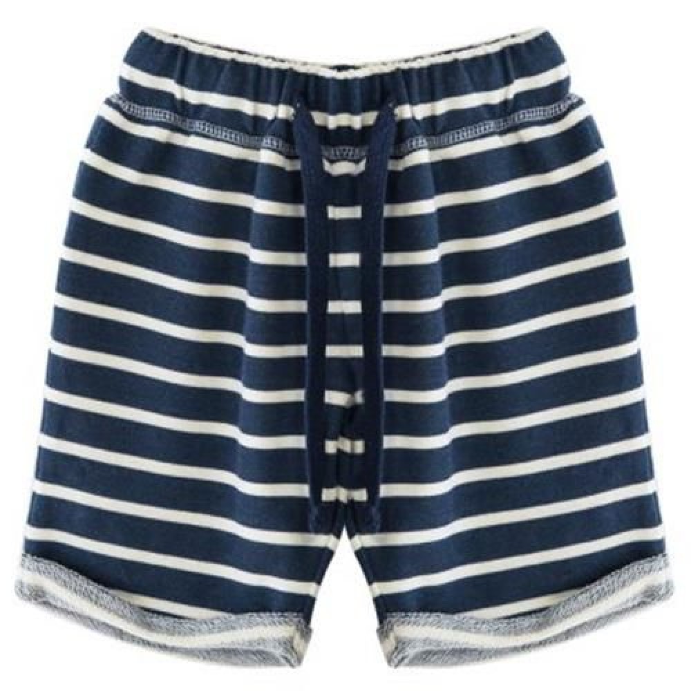 CASUAL SOFT COTTON SUMMER STRAIGHT LEG STRETCHY WAIST BOYS PANTS (DEEP BLUE)