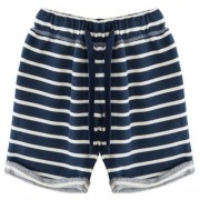 CASUAL SOFT COTTON SUMMER STRAIGHT LEG STRETCHY WAIST BOYS PANTS (DEEP BLUE)