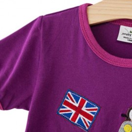 CASUAL ROUND NECK SHORT SLEEVE APPLIQUE COTTON BOYS T-SHIRT (PURPLE)