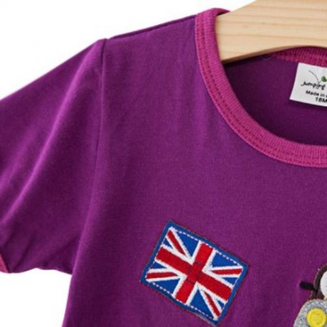CASUAL ROUND NECK SHORT SLEEVE APPLIQUE COTTON BOYS T-SHIRT (PURPLE)