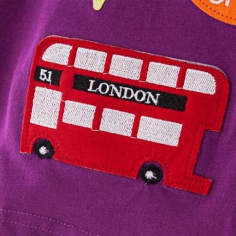 CASUAL ROUND NECK SHORT SLEEVE APPLIQUE COTTON BOYS T-SHIRT (PURPLE)