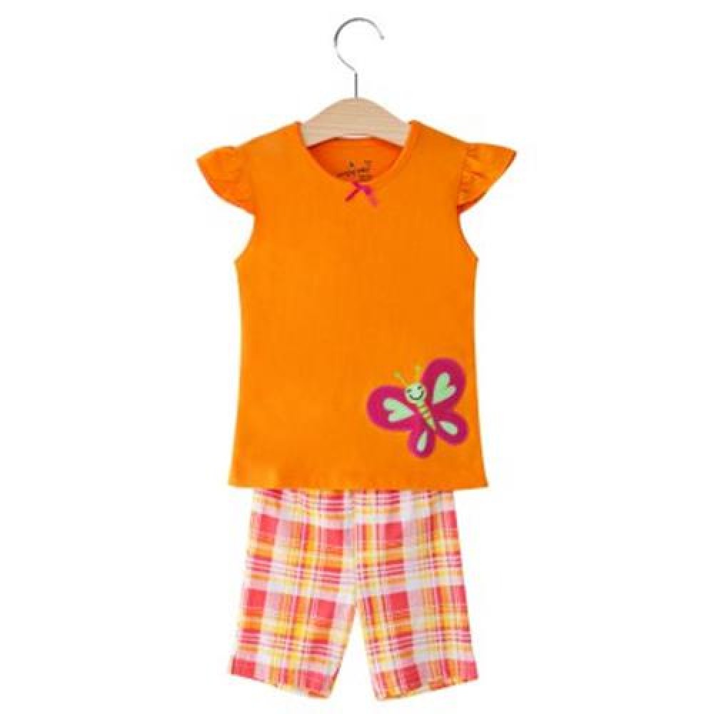 2PCS CUTE ROUND NECK SHORT SLEEVE BUTTERFLY APPLIQUE COTTON BABY GIRLS T-SHIRT WITH HALF P 2PCS CUTE ROUND NECK SHORT SLEEVE BUTTERFLY APPLIQUE COTTON BABY GIRLS T-SHIRT WITH HALF P