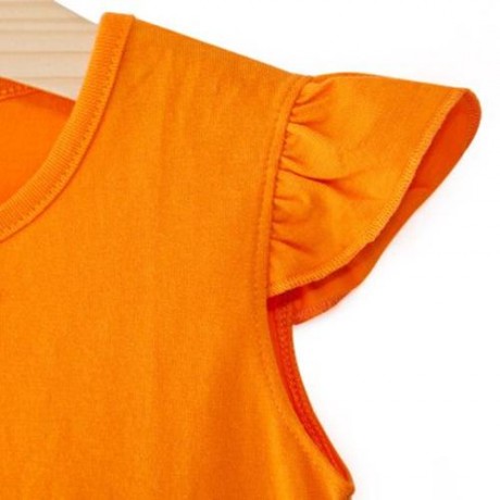 2PCS CUTE ROUND NECK SHORT SLEEVE BUTTERFLY APPLIQUE COTTON BABY GIRLS T-SHIRT WITH HALF P