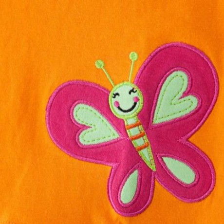 2PCS CUTE ROUND NECK SHORT SLEEVE BUTTERFLY APPLIQUE COTTON BABY GIRLS T-SHIRT WITH HALF P