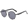 STYLISH COLORED COATING LADIES EYEWEAR ROUND FRAME PUNK FROG SUNGLASSES (BLACK)