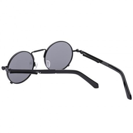 STYLISH COLORED COATING LADIES EYEWEAR ROUND FRAME PUNK FROG SUNGLASSES (BLACK)