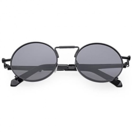 STYLISH COLORED COATING LADIES EYEWEAR ROUND FRAME PUNK FROG SUNGLASSES (BLACK)