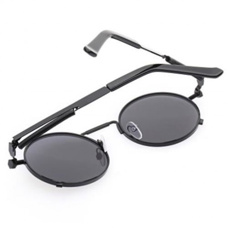 STYLISH COLORED COATING LADIES EYEWEAR ROUND FRAME PUNK FROG SUNGLASSES (BLACK)