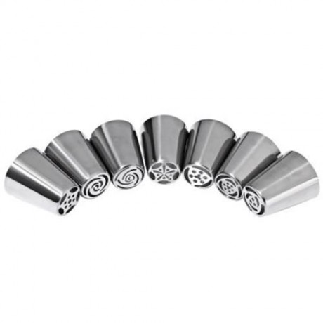 7PCS STAINLESS STEEL RUSSIAN ICING PIPING NOZZLES PASTRY DECORATING TIPS KITCHEN ACCESSORI
