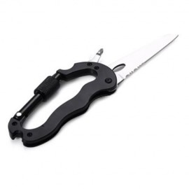 MULTIFUNCTION CAMPING HIKING MOUNTAINEERING CLIMBING CARABINER KNIFE OUTDOOR GEAR (BLACK)