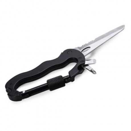 MULTIFUNCTION CAMPING HIKING MOUNTAINEERING CLIMBING CARABINER KNIFE OUTDOOR GEAR (BLACK)