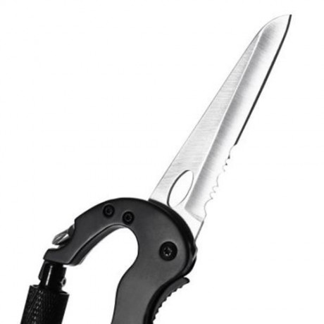 MULTIFUNCTION CAMPING HIKING MOUNTAINEERING CLIMBING CARABINER KNIFE OUTDOOR GEAR (BLACK)