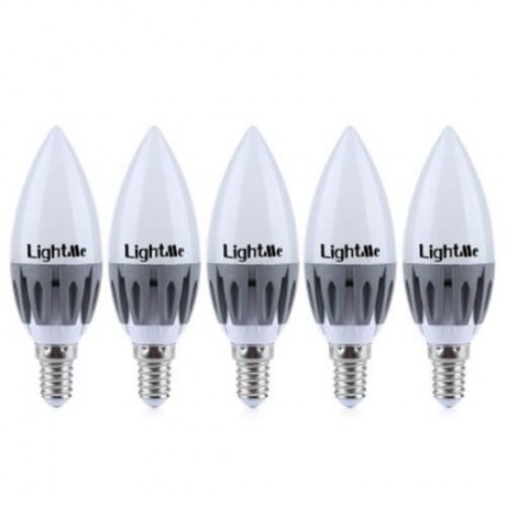 LIGHTME 5PCS LIGHTME E14 220-240V C37 3W LED BULB SMD 2835 SPOT GLOBE LIGHTING (COOL WHITE
