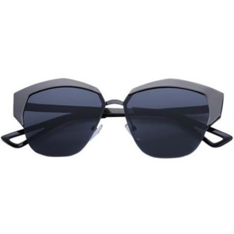 VINTAGE UNISEX  IRREGULARITY FRAME BICOLOR COLORED COATING SUNGLASSES (GUN GREY FRAME GREY