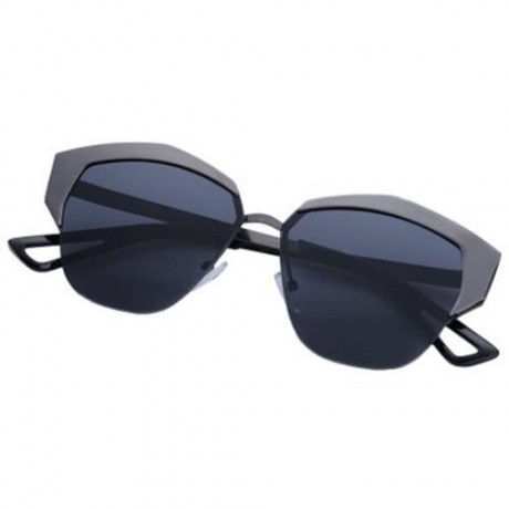 VINTAGE UNISEX  IRREGULARITY FRAME BICOLOR COLORED COATING SUNGLASSES (GUN GREY FRAME GREY