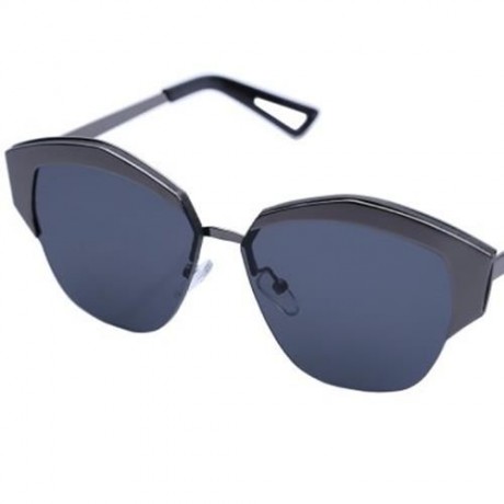 VINTAGE UNISEX  IRREGULARITY FRAME BICOLOR COLORED COATING SUNGLASSES (GUN GREY FRAME GREY