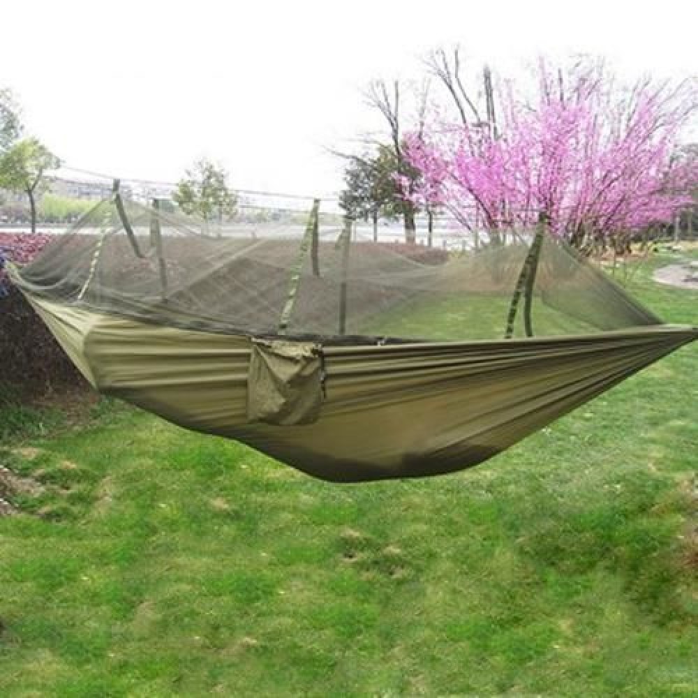 SINGLE PERSON PORTABLE PARACHUTE FABRIC MOSQUITO NET HAMMOCK FOR INDOOR OUTDOOR USE (ARMY SINGLE PERSON PORTABLE PARACHUTE FABRIC MOSQUITO NET HAMMOCK FOR INDOOR OUTDOOR USE (ARMY