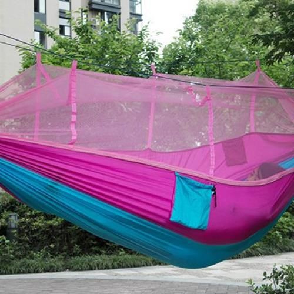 SINGLE PERSON PORTABLE PARACHUTE FABRIC MOSQUITO NET HAMMOCK FOR INDOOR OUTDOOR USE (BLUE SINGLE PERSON PORTABLE PARACHUTE FABRIC MOSQUITO NET HAMMOCK FOR INDOOR OUTDOOR USE (BLUE
