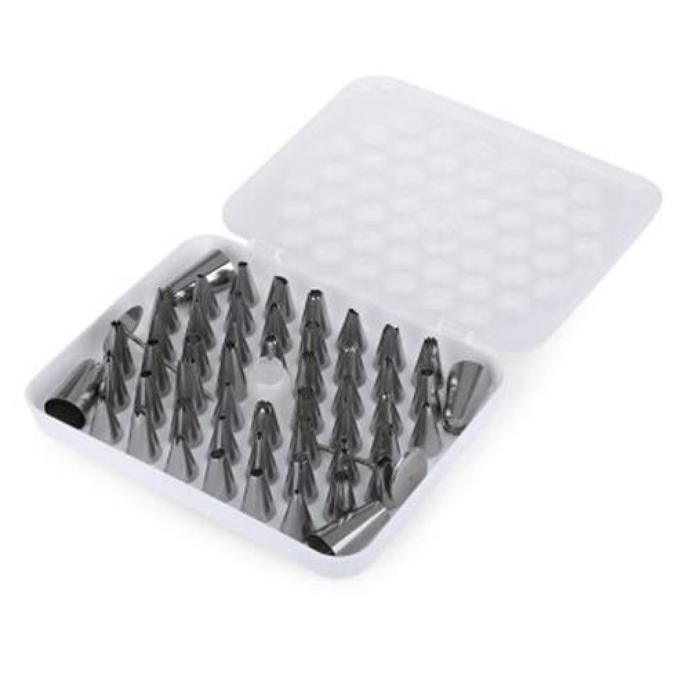 52PCS STAINLESS STEEL ICING PIPING NOZZLES CAKE DECORATING SUGARCRAFT TIP TOOL SET (SILVER 52PCS STAINLESS STEEL ICING PIPING NOZZLES CAKE DECORATING SUGARCRAFT TIP TOOL SET (SILVER