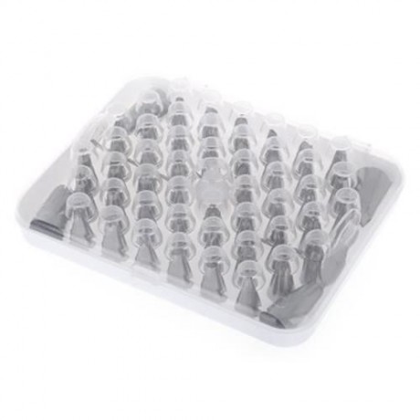 52PCS STAINLESS STEEL ICING PIPING NOZZLES CAKE DECORATING SUGARCRAFT TIP TOOL SET (SILVER