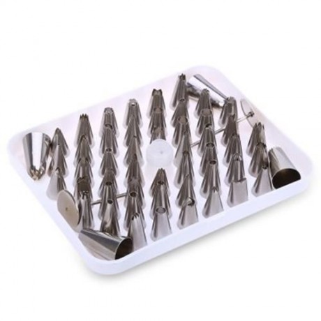 52PCS STAINLESS STEEL ICING PIPING NOZZLES CAKE DECORATING SUGARCRAFT TIP TOOL SET (SILVER