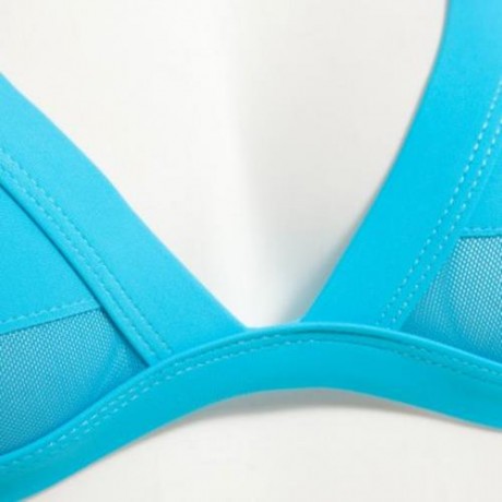 SEXY BIKINI GRENADINE HOLLOW OUT DESIGN TWO PIECES SWIMMING SUITS FOR LADY (BLUE)