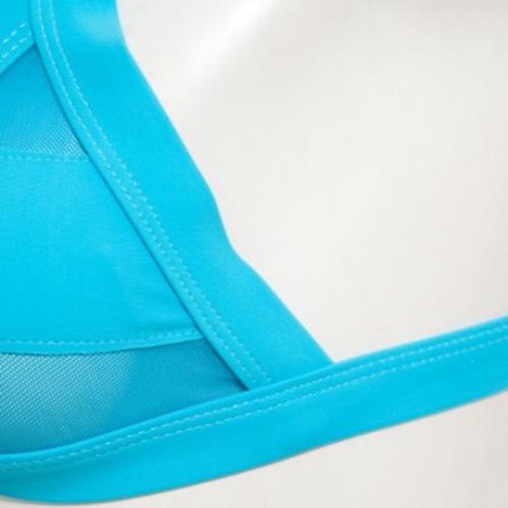 SEXY BIKINI GRENADINE HOLLOW OUT DESIGN TWO PIECES SWIMMING SUITS FOR LADY (BLUE)