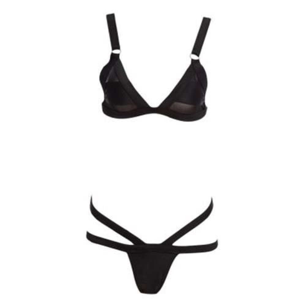 SEXY BIKINI GRENADINE HOLLOW OUT DESIGN TWO PIECES SWIMMING SUITS FOR LADY (BLACK)