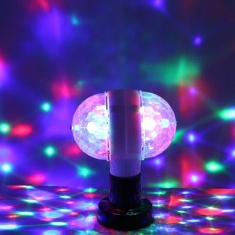E27 3W COLORFUL AUTO ROTATING RGB LED MAGIC DOUBLE BALL LAMP (WHITE)
