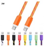 2M TYPE C TO TYPE C COLORFUL NYLON BRAIDED TYPE-C TRANSFER DATA SYNC CABLE CHARGING CORD L