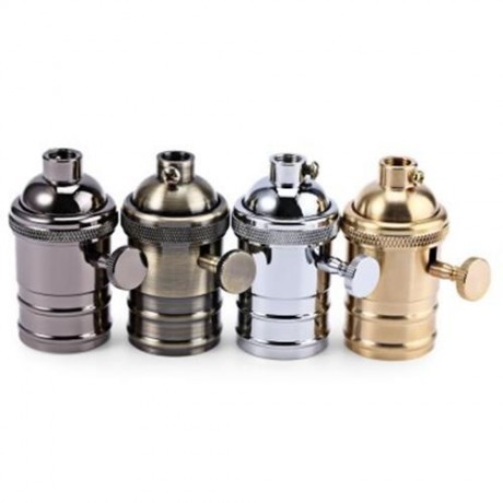 E27 SOLID BRASS LAMP SOCKET VINTAGE CEILING LIGHT BULB PENDANT HOLDER (SILVER)