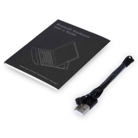 WIRELESS ALUMINUM BLUETOOTH 3.0 ABS KEYBOARD USB CHARGING CABLE PU PROTECTIVE LEATHER CASE