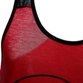 ACTIVE SCOOP COLLAR ANIMAL PRINT COLOR BLOCK RACERBACK GYM TANK FOR MEN (RED)