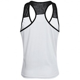 ACTIVE SCOOP COLLAR ANIMAL PRINT COLOR BLOCK RACERBACK GYM TANK FOR MEN (WHITE)