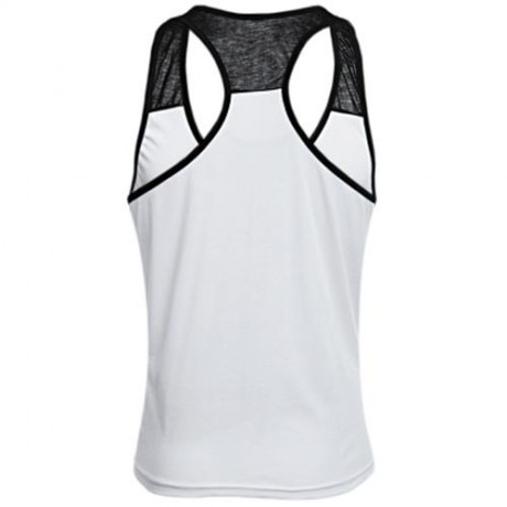 ACTIVE SCOOP COLLAR ANIMAL PRINT COLOR BLOCK RACERBACK GYM TANK FOR MEN (WHITE)